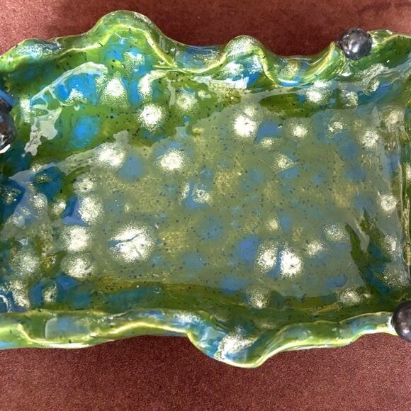 Hand Made Ceramic Cigar Cigarette Ashtray Wrap-Around Snake with Snake Eggs NEW - Picture 1 of 13